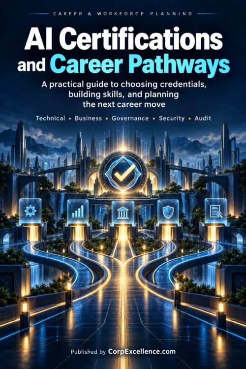 AI Certifications and Career Pathways ebook cover: a practical guide to choosing credentials, building skills and planning the next career move